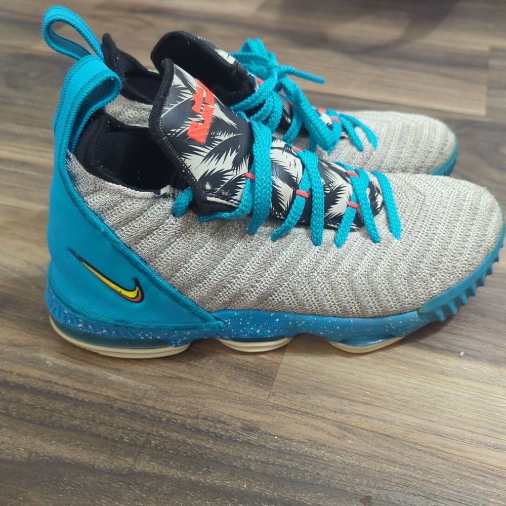 Nike Lebron XVI 16 GS "South Beach" Light Bone Tour Yellow AQ2465-076 Size‎ 6y - Picture 2 of 9
